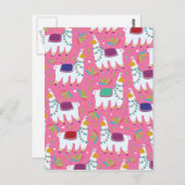 Cute Llama Pattern Briefkaart (Voorkant / Achterkant)