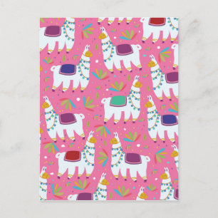 Cute Llama Pattern Briefkaart
