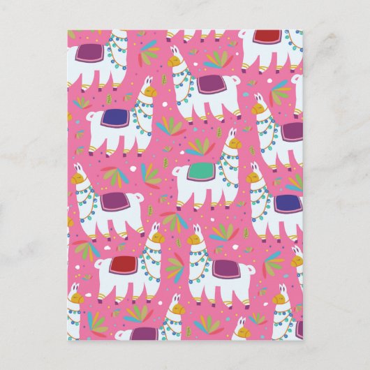 Cute Llama Pattern Briefkaart (Voorkant)