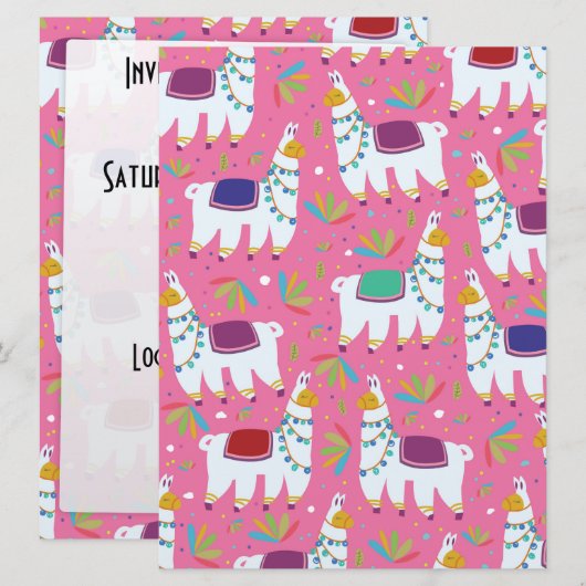 Cute Llama Pattern Kaart (Voorkant / Achterkant)