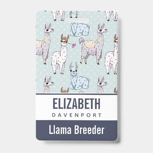Cute Llama Pattern on Polka Dots Badge (Voorkant)