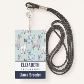 Cute Llama Pattern on Polka Dots Badge (Achterkant met draagriem)