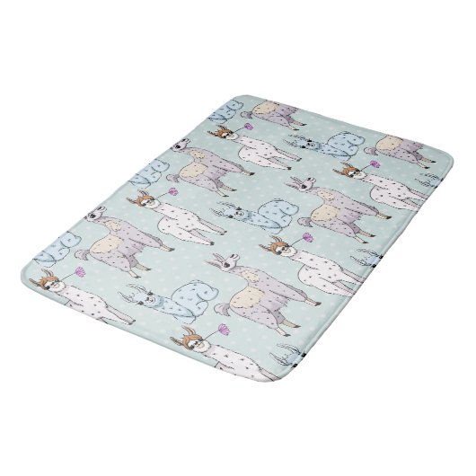 Cute Llama Pattern on Polka Dots Badmat (Gekanteld)