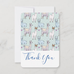 Cute Llama Pattern on Polka Dots Bedankt