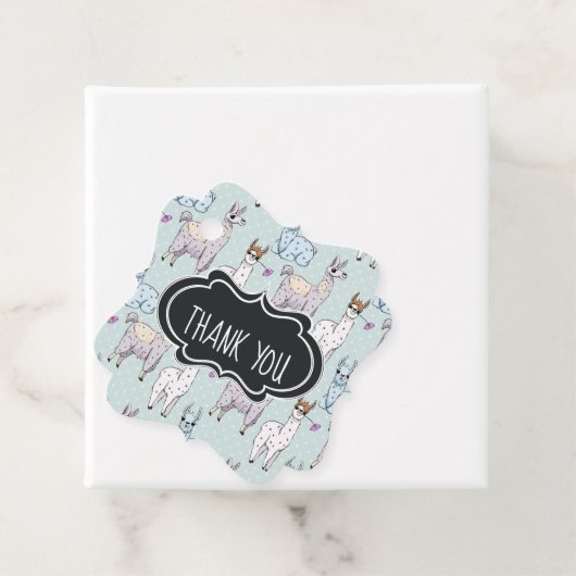 Cute Llama Pattern on Polka Dots Bedankt Bedankjes Labels (In situ)