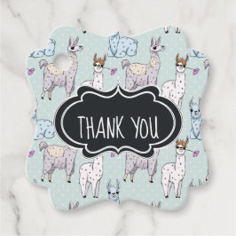 Cute Llama Pattern on Polka Dots Bedankt Bedankjes Labels