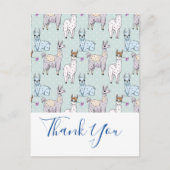 Cute Llama Pattern on Polka Dots Bedankt Briefkaart (Voorkant)