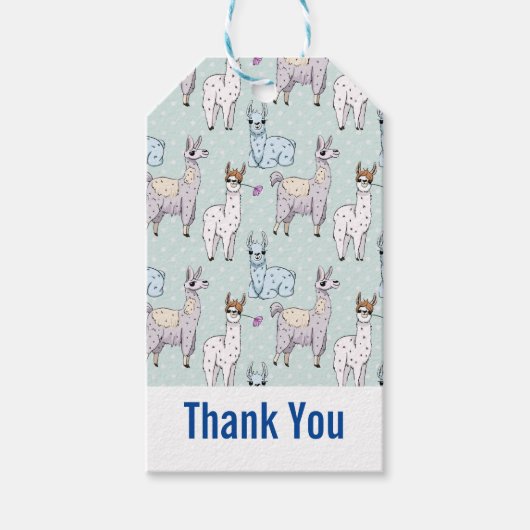 Cute Llama Pattern on Polka Dots Bedankt Cadeaulabel (Voorkant)