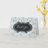 Cute Llama Pattern on Polka Dots Bedankt Kaart (Gele Bloem)