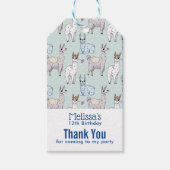 Cute Llama Pattern on Polka Dots Birthday Cadeaulabel (Voorkant)