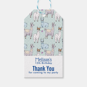 Cute Llama Pattern on Polka Dots Birthday Cadeaulabel