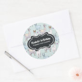 Cute Llama Pattern on Polka Dots Birthday Ronde Sticker (Envelop)