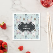 Cute Llama Pattern on Polka Dots Birthday Servet (Insitu)