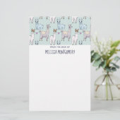 Cute Llama Pattern on Polka Dots Briefpapier (Staand voorkant)