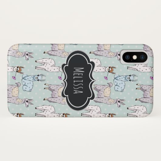 Cute Llama Pattern on Polka Dots Case-Mate iPhone Case (Achterkant (horizontaal))