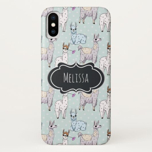 Cute Llama Pattern on Polka Dots Case-Mate iPhone Case (Achterkant)