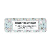 Cute Llama Pattern on Polka Dots Etiket (Voorkant)