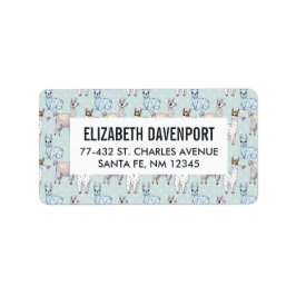 Cute Llama Pattern on Polka Dots Etiket