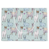Cute Llama Pattern on Polka Dots Groot Cadeauzakje (Voorkant)