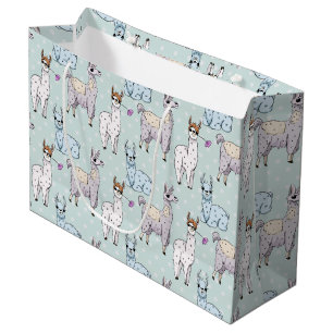 Cute Llama Pattern on Polka Dots Groot Cadeauzakje