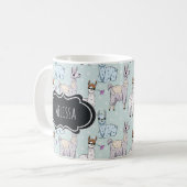 Cute Llama Pattern on Polka Dots Koffiemok (Voorkant links)
