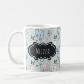Cute Llama Pattern on Polka Dots Koffiemok (Links)