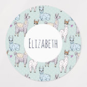 Cute Llama Pattern on Polka Dots Labels (Design 2)