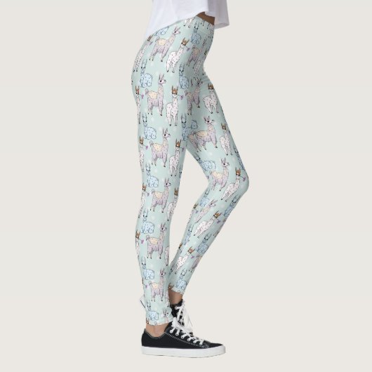 Cute Llama Pattern on Polka Dots Leggings (Rechts)