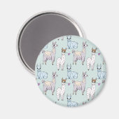Cute Llama Pattern on Polka Dots Magneet (Voorkant / Achterkant)