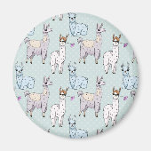 Cute Llama Pattern on Polka Dots Magneet (Voorkant)
