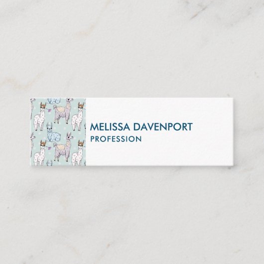 Cute Llama Pattern on Polka Dots Mini Visitekaartje (Voorkant)
