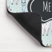 Cute Llama Pattern on Polka Dots Muismat (Hoek)