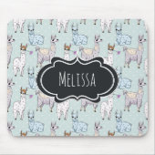 Cute Llama Pattern on Polka Dots Muismat (Voorkant)