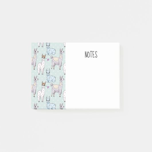 Cute Llama Pattern on Polka Dots Post-it® Notes (Voorkant)
