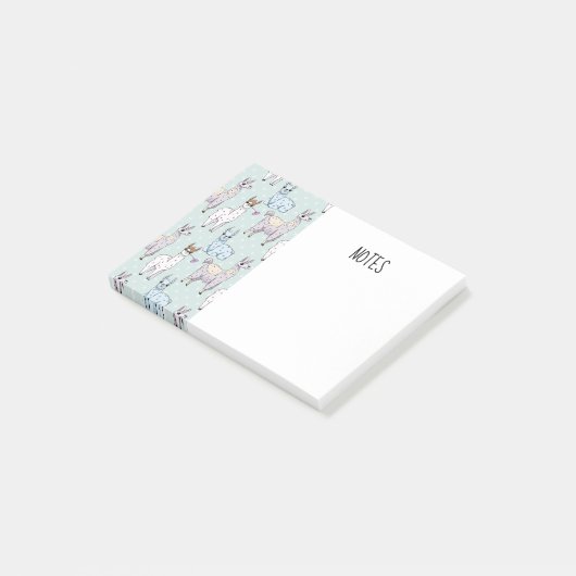 Cute Llama Pattern on Polka Dots Post-it® Notes (Schuin)