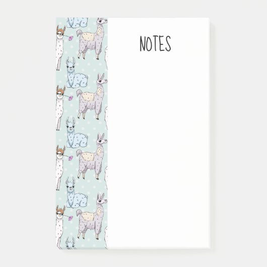 Cute Llama Pattern on Polka Dots Post-it® Notes (Voorkant)