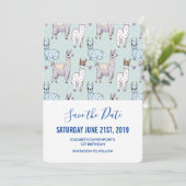 Cute Llama Pattern on Polka Dots Save The Date (Staand voorkant)
