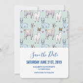 Cute Llama Pattern on Polka Dots Save The Date (Voorkant)