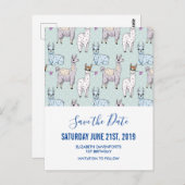 Cute Llama Pattern on Polka Dots Save the Date Briefkaart (Voorkant / Achterkant)