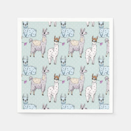 Cute Llama Pattern on Polka Dots Servet