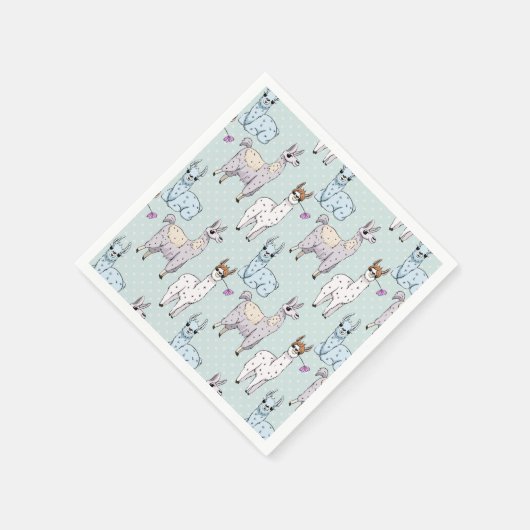 Cute Llama Pattern on Polka Dots Servet (Hoek)