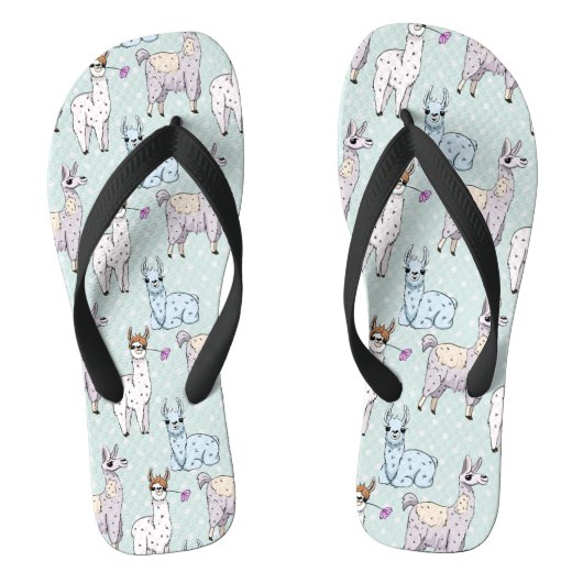 Cute Llama Pattern on Polka Dots Teenslippers (Voetbed)