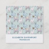 Cute Llama Pattern on Polka Dots Vierkante Visitekaartje (Voorkant)