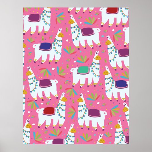 Cute Llama Pattern Poster (Voorkant)