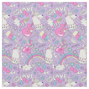Cute Llama Pattern Stof
