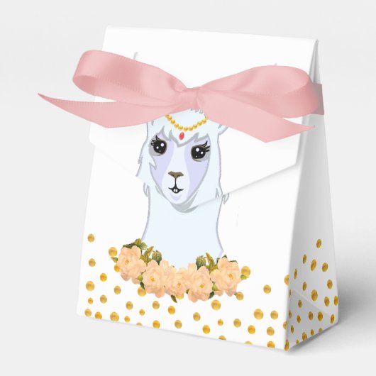 Cute Llama, Peonias & Gold Confetti Hartelijk dank Bedankdoosjes (Voorkant Zijde)