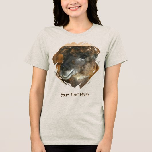 Cute Llama Personalized Animal Tri-Blend Shirt (Voorkant)