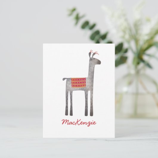 Cute Llama Persoonlijk Briefkaart (Staand voorkant)
