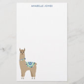 Cute Llama Persoonlijk Briefpapier (Voorkant)