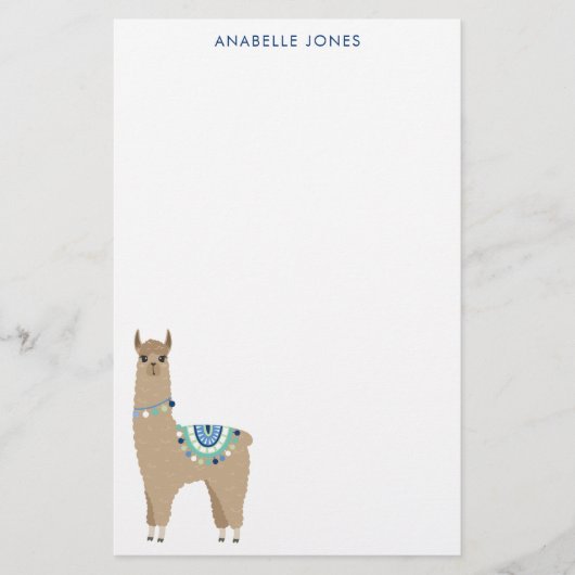Cute Llama Persoonlijk Briefpapier (Voorkant)